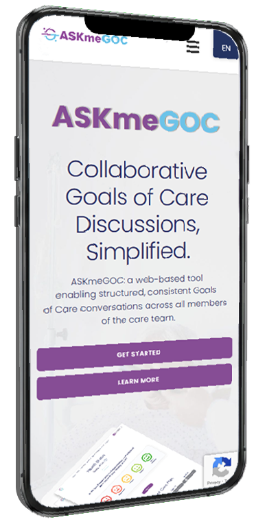 Mobile phone displaying the ASKmeGOC project