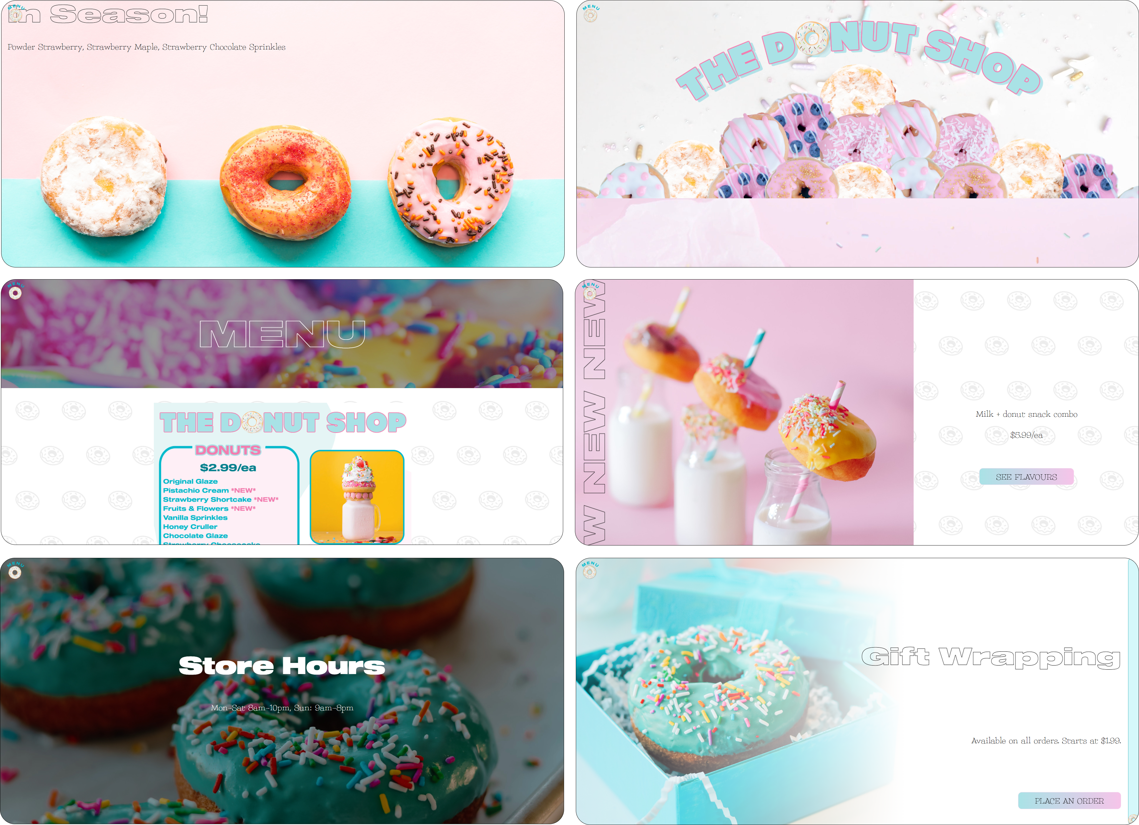 Screenshots of the completed Donut Shop project
