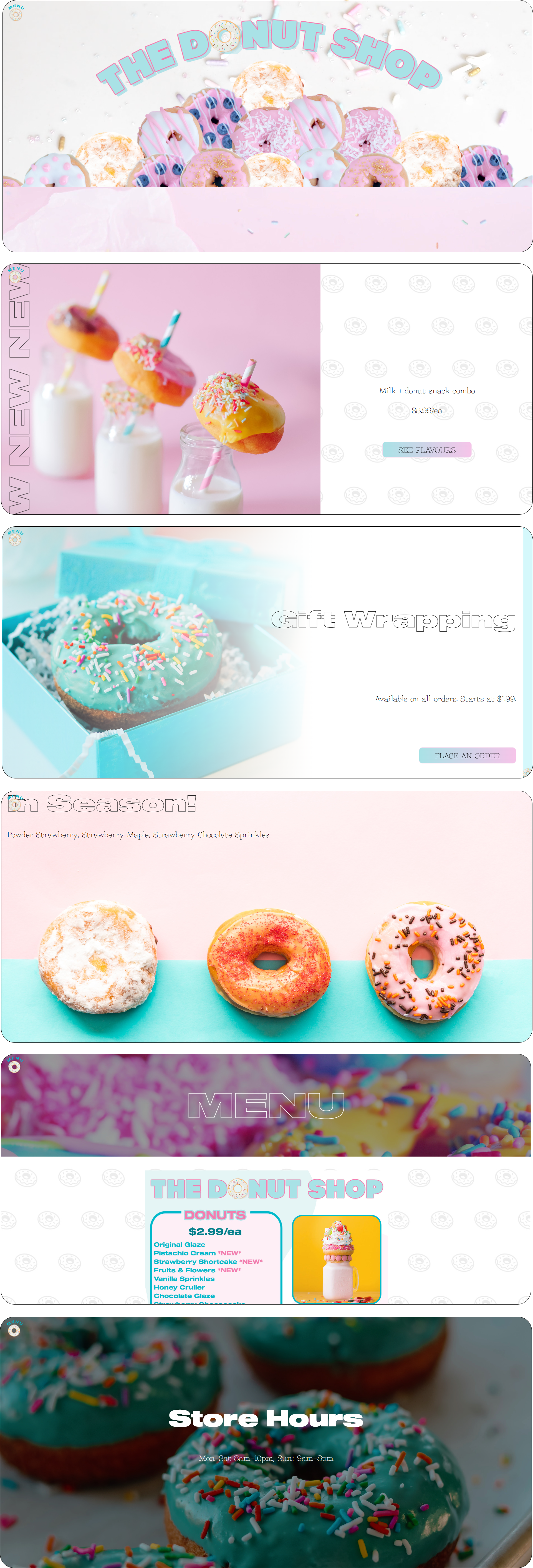 Screenshots of the completed Donut Shop project