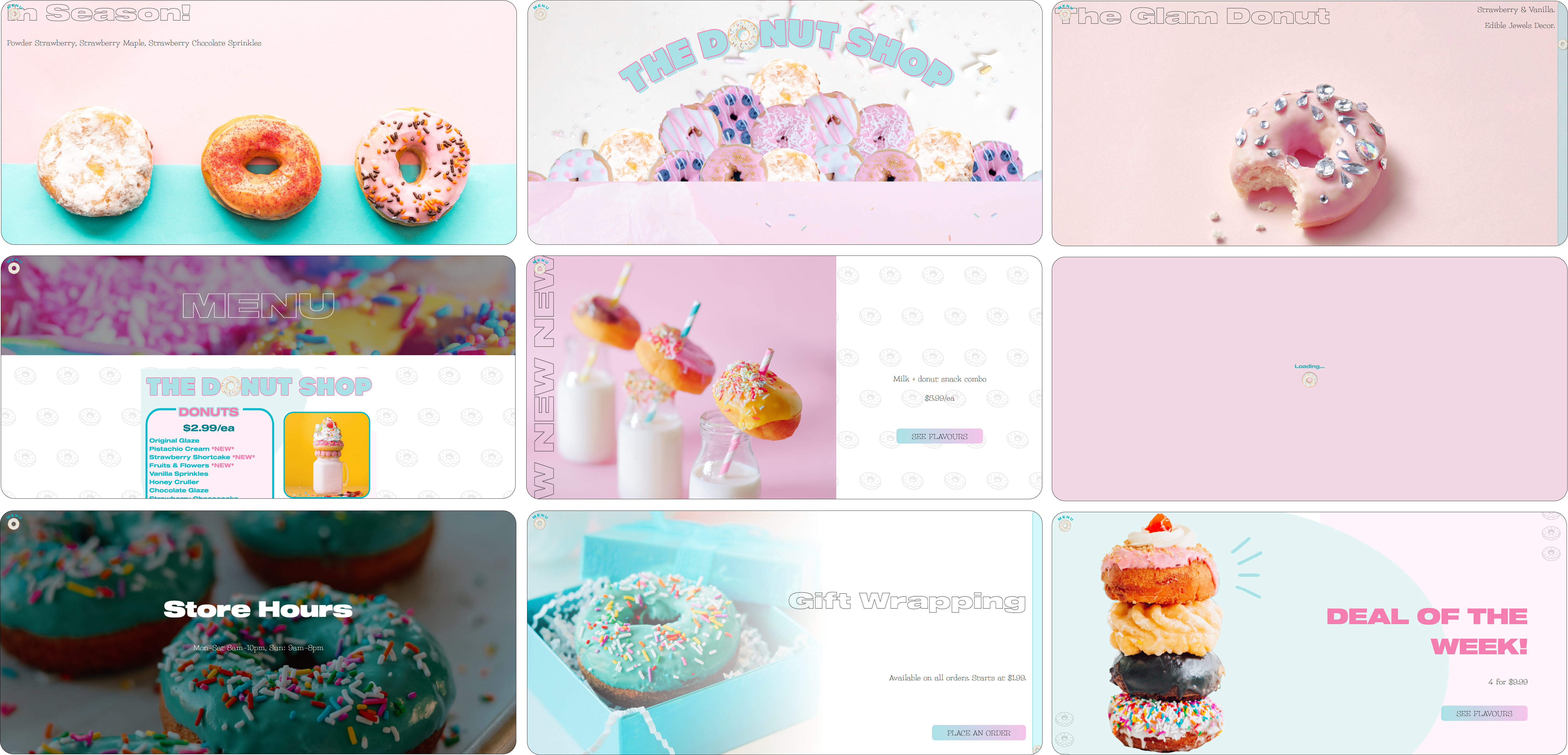 Screenshots of the completed Donut Shop project