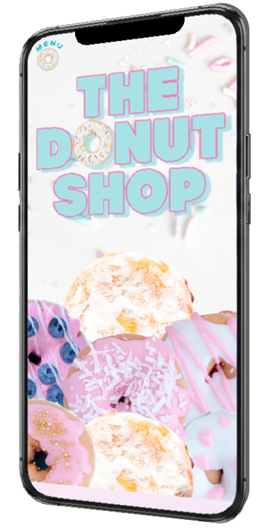 Mobile phone displaying the Donut Shop project