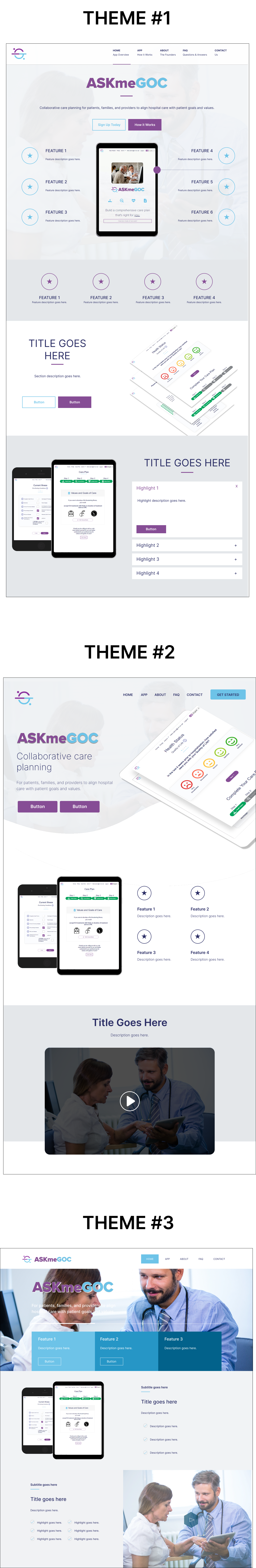 Three ASKmeGOC theme designs
