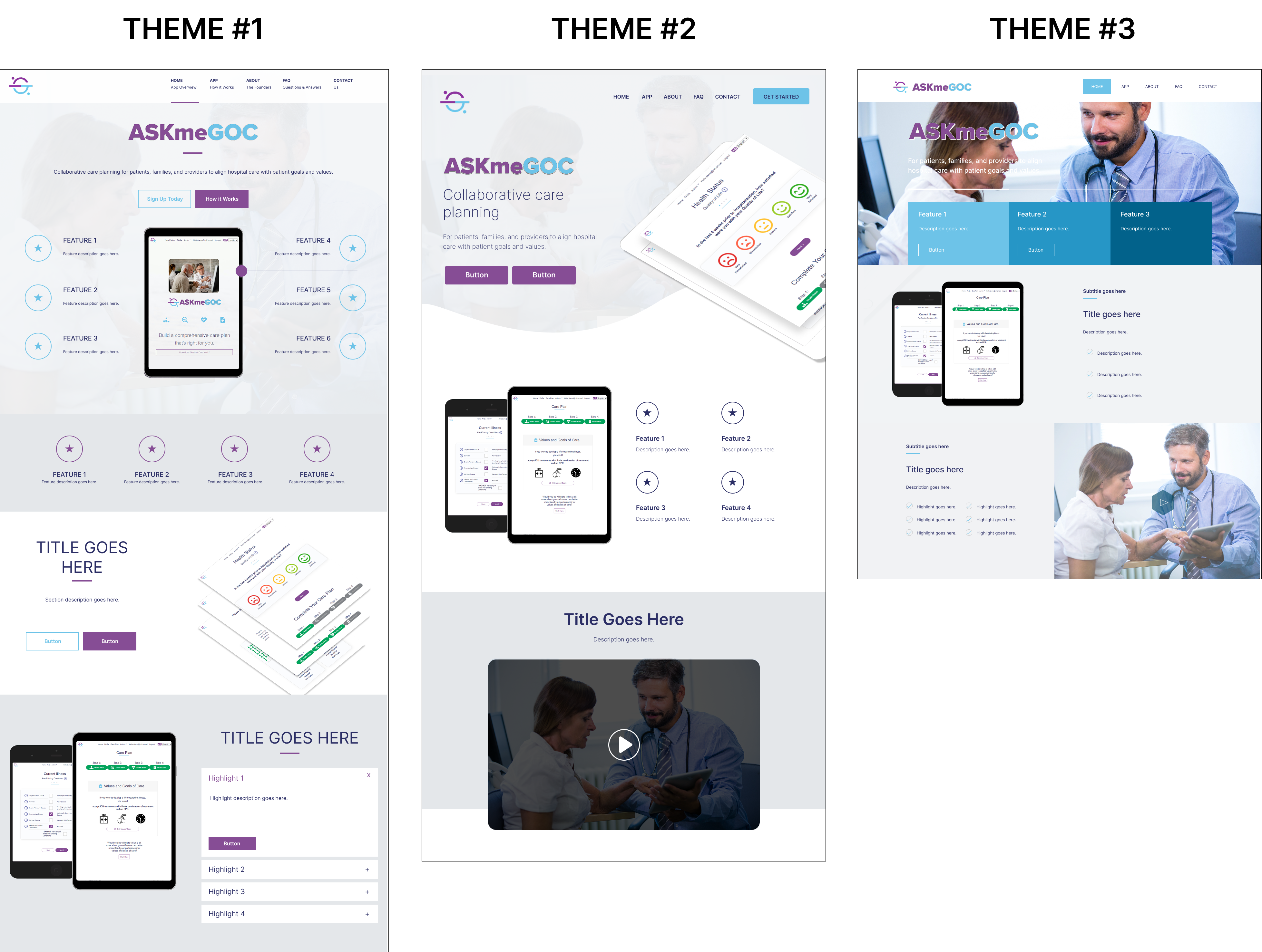 Three ASKmeGOC theme designs
