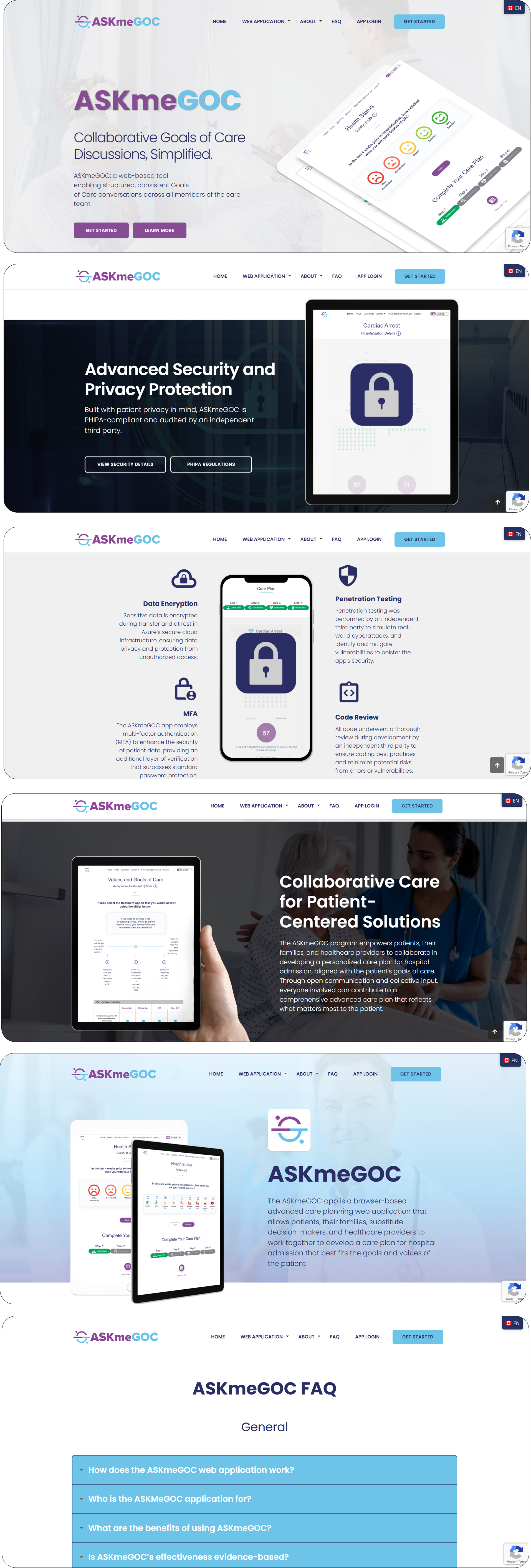 Screenshots of the completed ASKmeGOC project