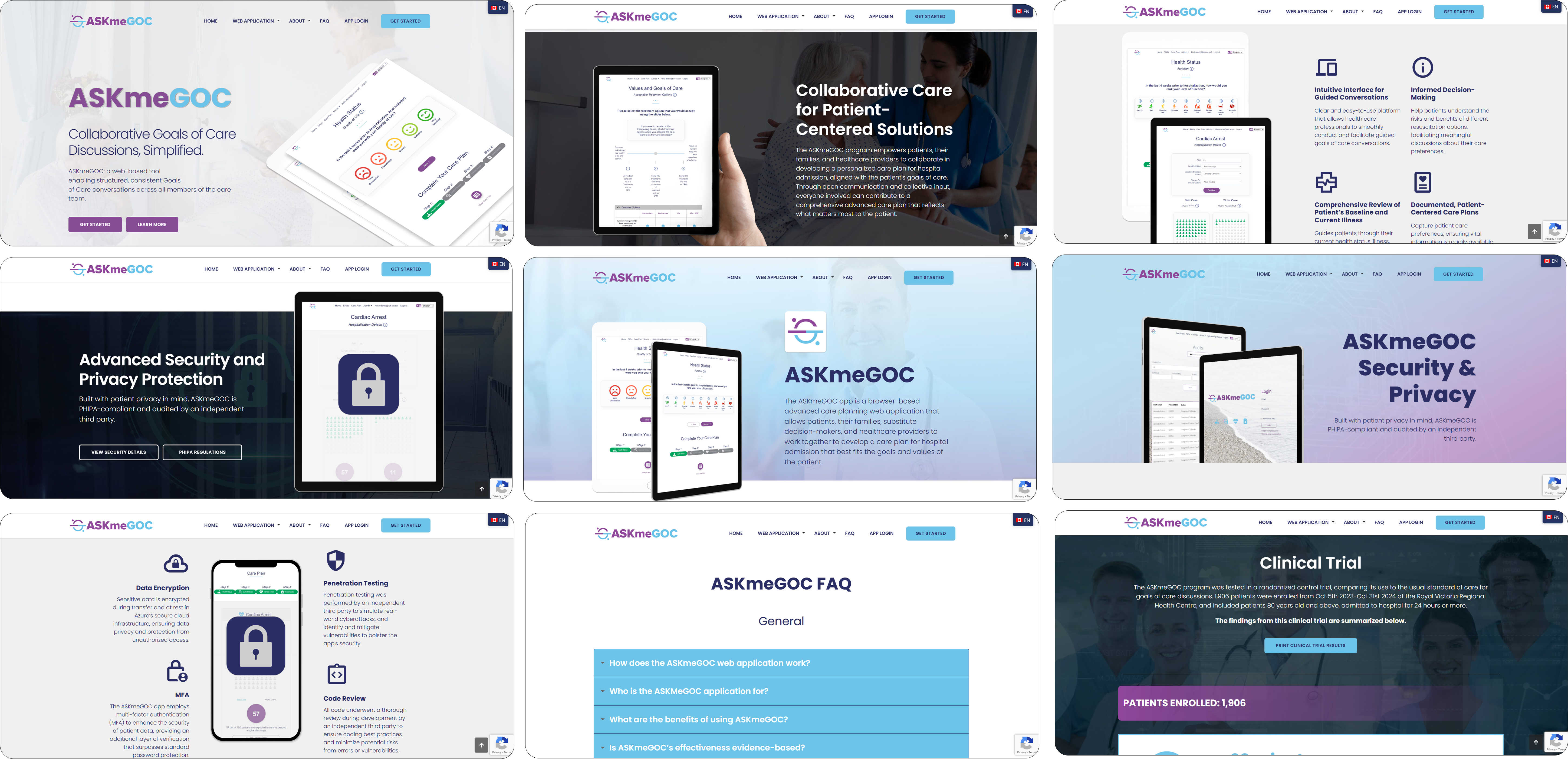 Screenshots of the completed ASKmeGOC project